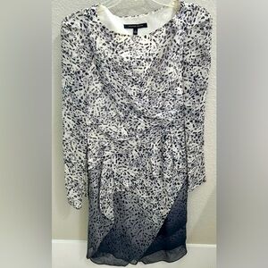 Cynthia Steffe flowing layered  100% silk w/wrap bodice knee length feminine